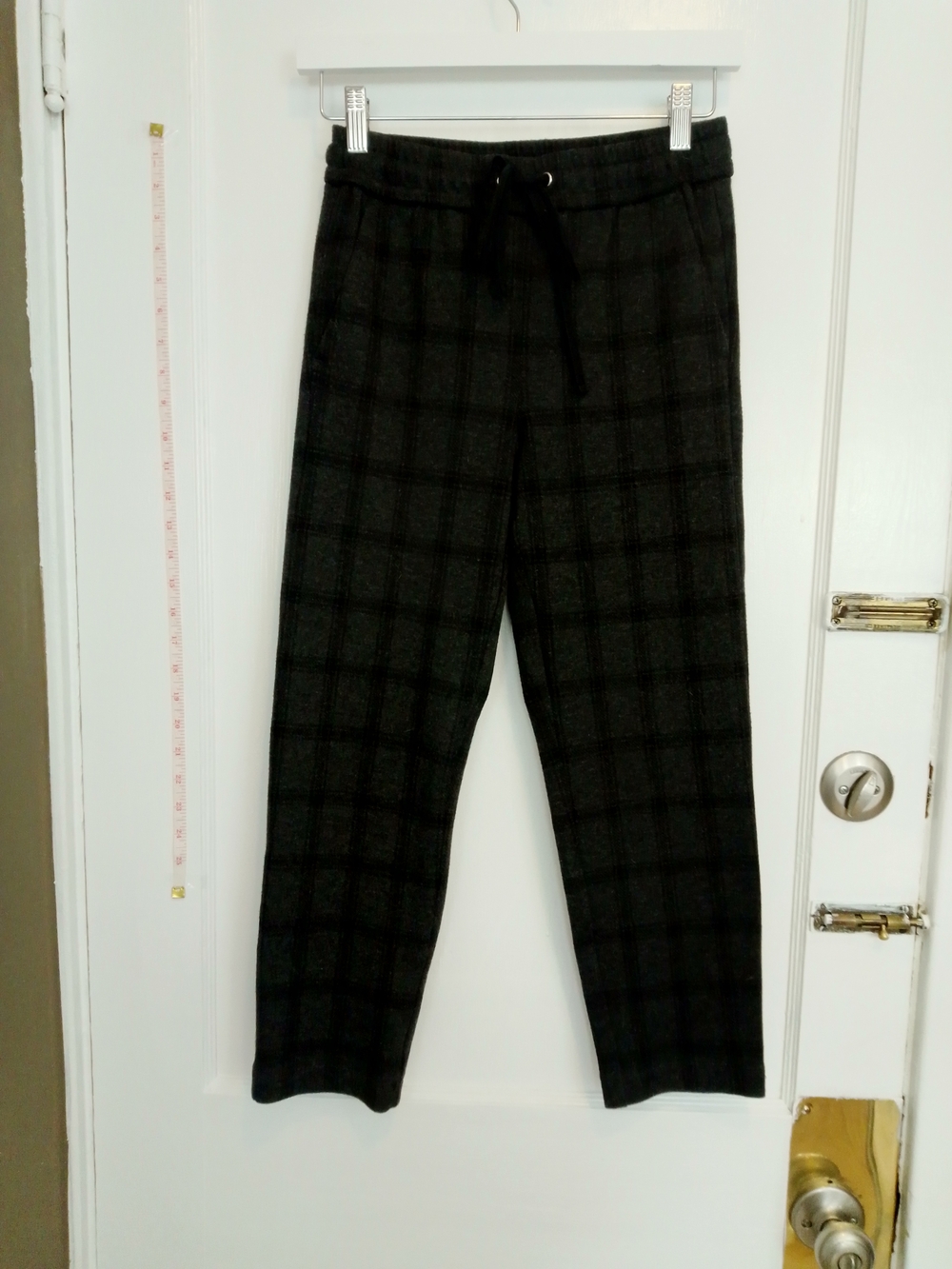 Ann Taylor Black & Gray Plaid Drawstring Pants XXS 00 Petite - Picture 2 of 11